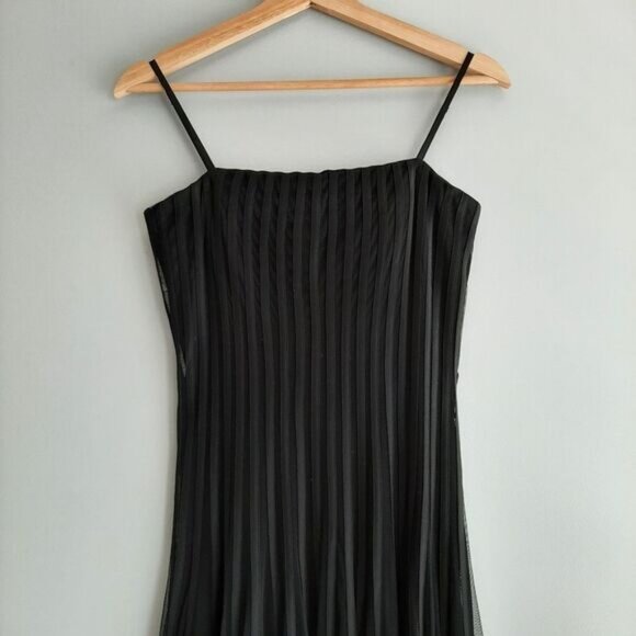 FRANK LYMAN Fit & Flare Midi Dress Black Mesh & Ribbon Sz 4 - Picture 3 of 16